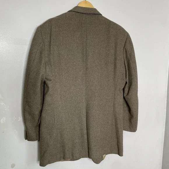 VTG Polo Ralph Lauren Wool Blend ticket pocket Tan Brown Blazer sport coat 44R‎